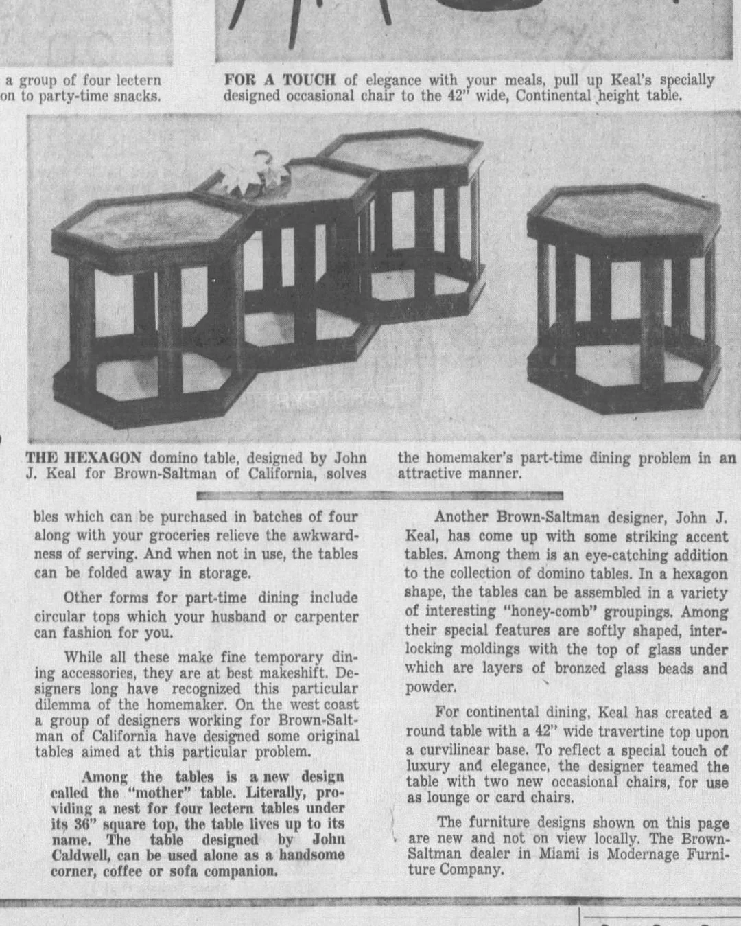 Pair of Hexagonal 'Domino' Side Tables by John Keal for Brown